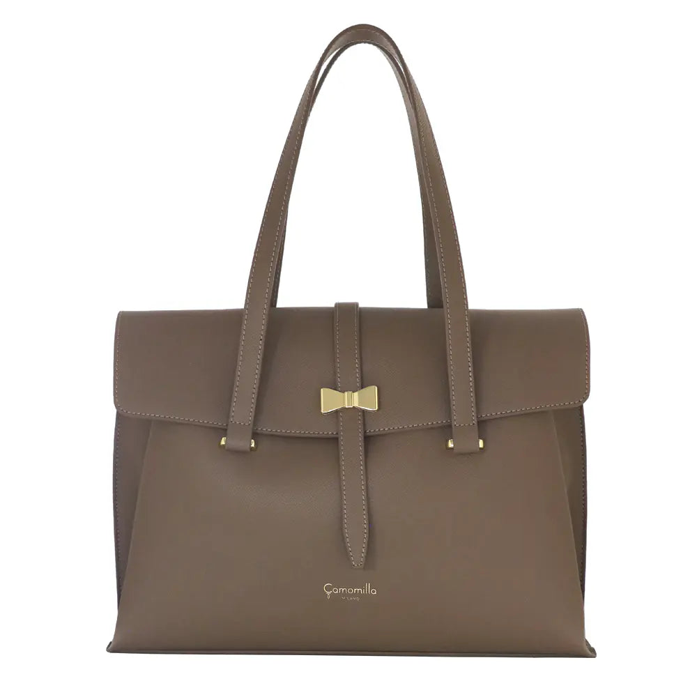 Camomilla Milano | Borsa Porta PC Nice Office Taupe con Fiocco