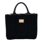 Camomilla Milano | Borsa a Mano M Tricot Chalet Nera in Lana