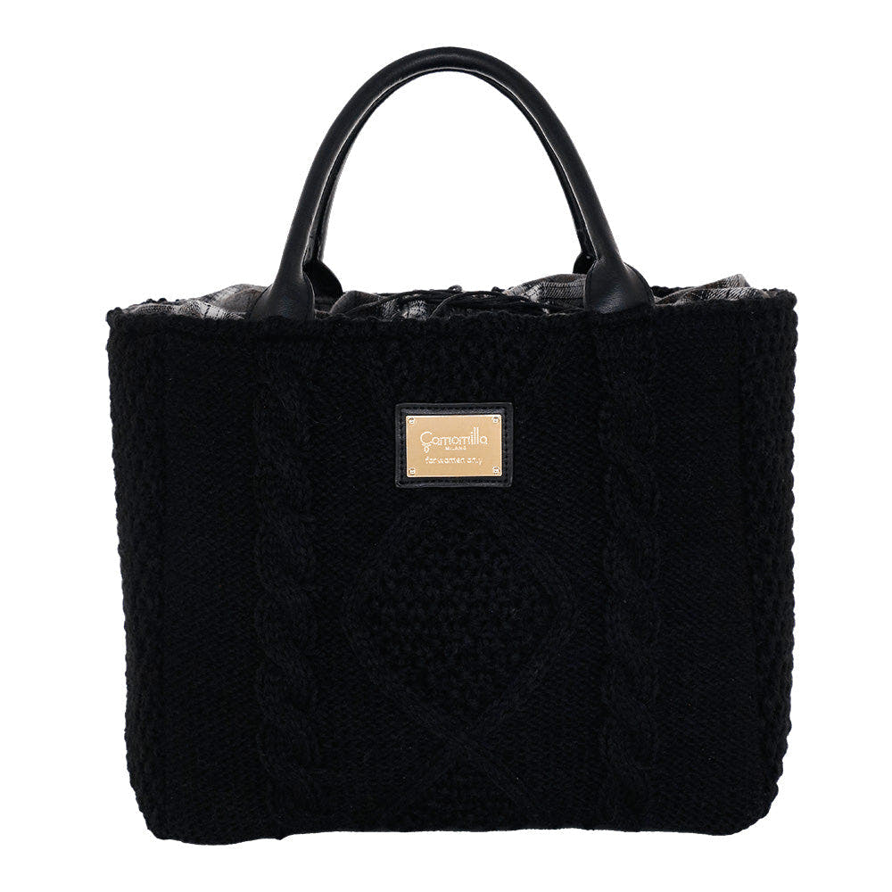 Camomilla Milano | Borsa a Mano M Tricot Chalet Nera in Lana