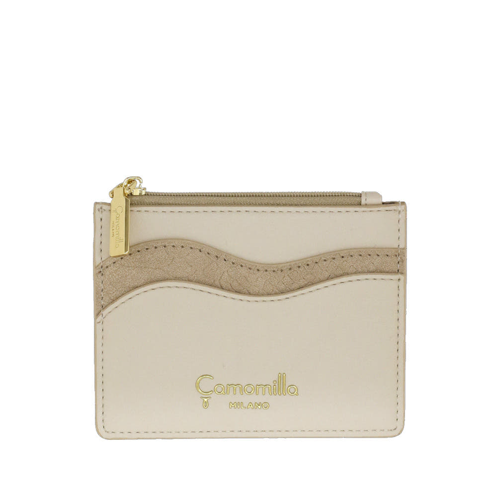 Camomilla Milano | Portacarte Emma Off White con Zip Effetto Camoscio