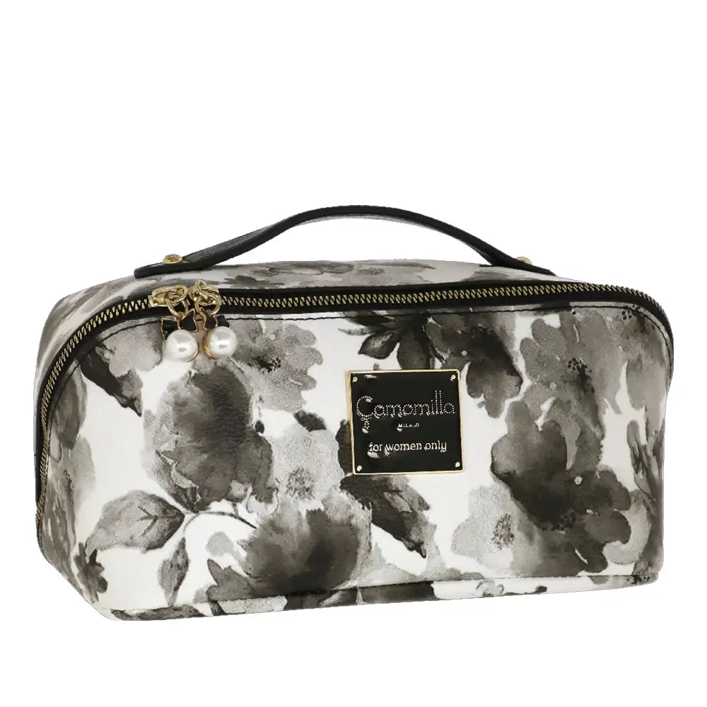 Camomilla Milano | Beauty Bag M Ice Queen | Stampa Rose Nere e Bianche