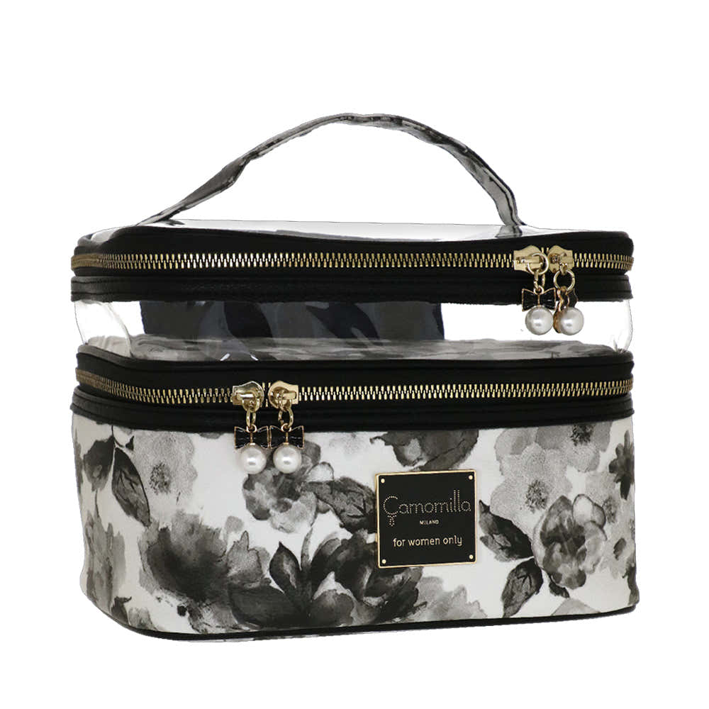 Camomilla Milano | Beauty Case M Ice Queen | Stampa Rose Nere e Bianche