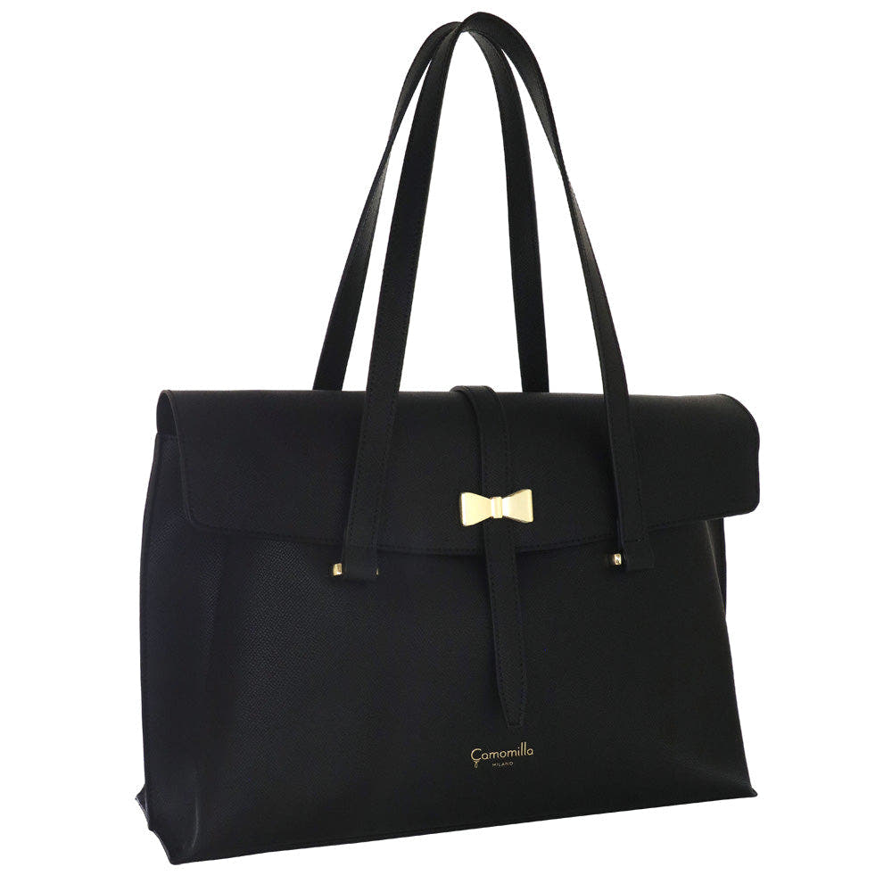 Camomilla Milano | Borsa Porta PC Nice Office Nera con Fiocco