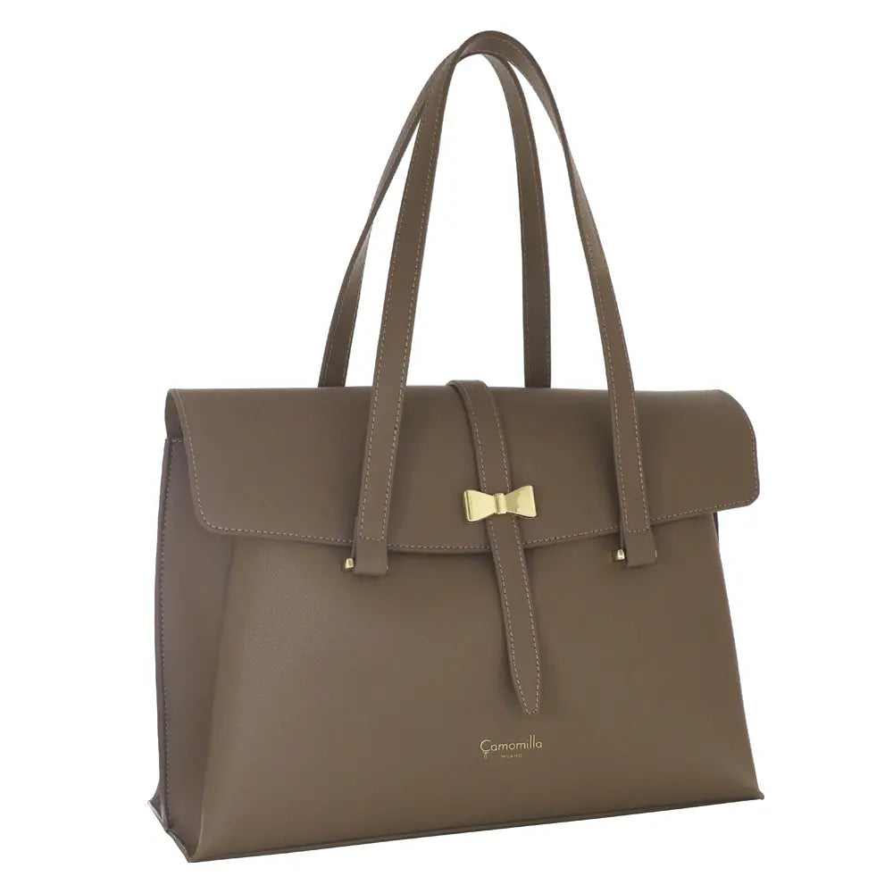 Camomilla Milano | Borsa Porta PC Nice Office Taupe con Fiocco
