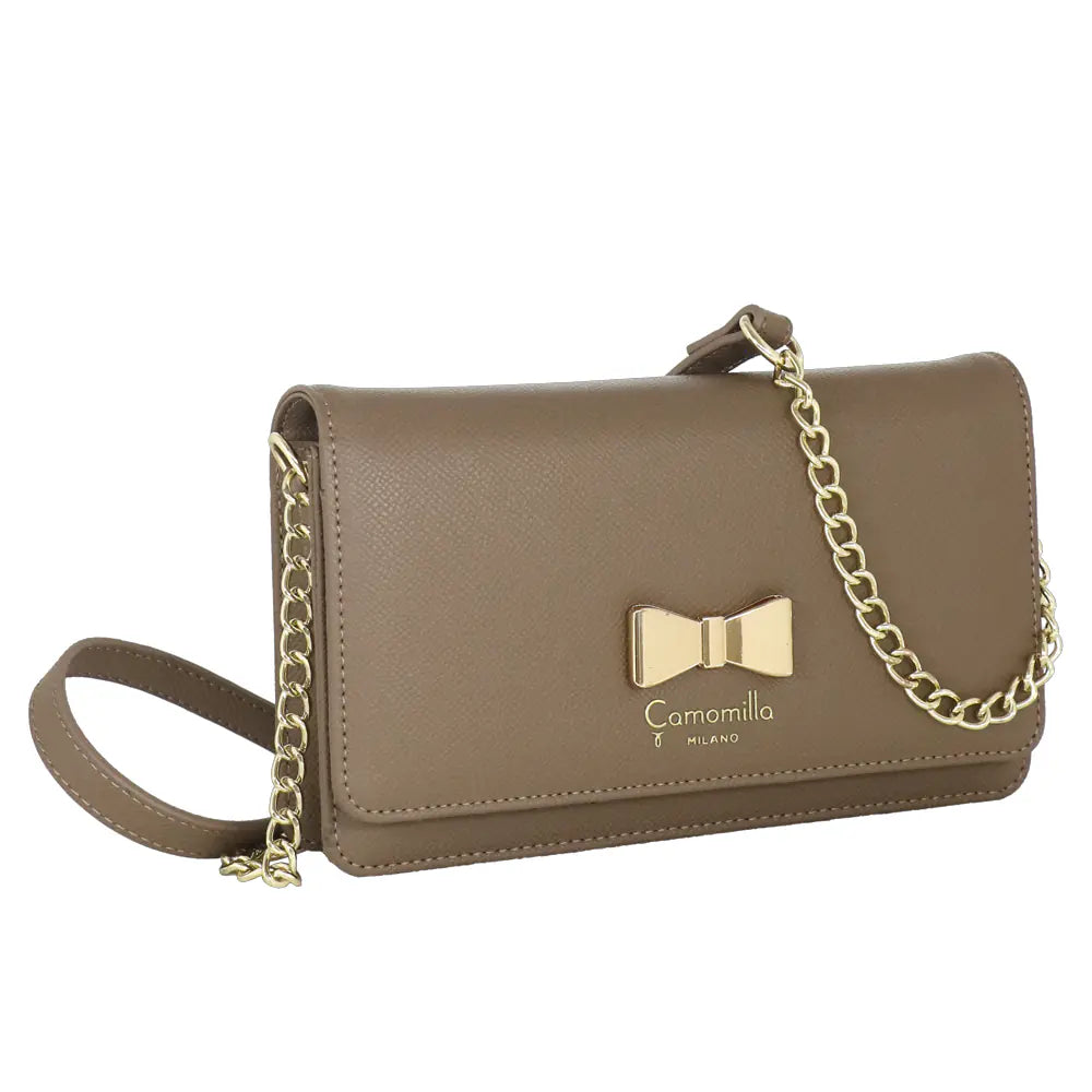 Camomilla Milano | Borsa Portafoglio Nice Office Taupe con Fiocco
