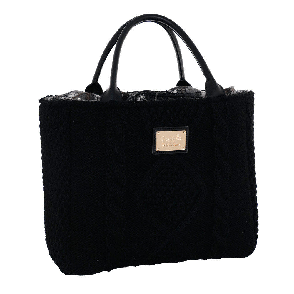 Camomilla Milano | Borsa a Mano M Tricot Chalet Nera in Lana