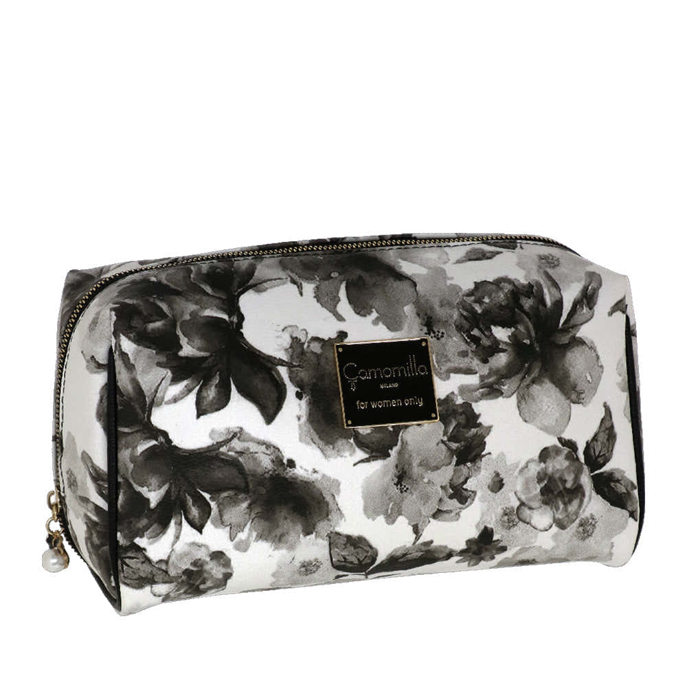 Camomilla Milano | Necessaire L Ice Queen | Stampa Rose Bianche e Nere