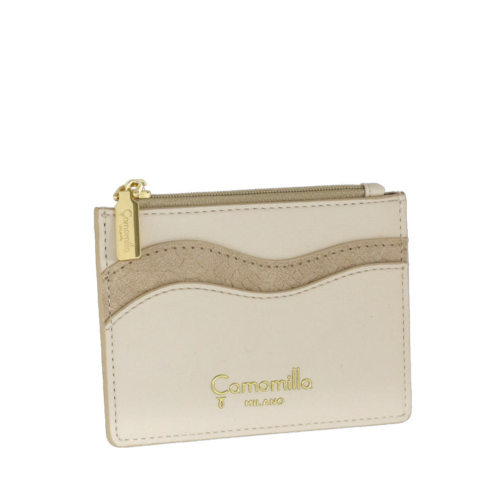 Camomilla Milano | Portacarte Emma Off White con Zip Effetto Camoscio