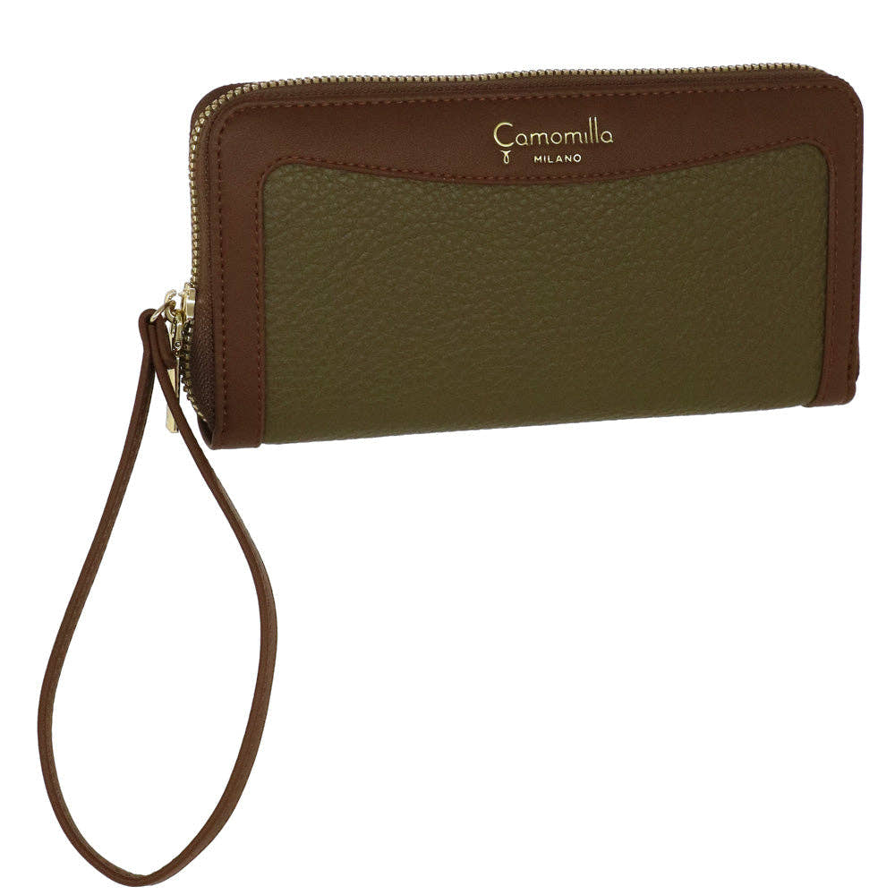 Camomilla Milano | Portafoglio Pochette Zip L Bree Verde a Contrasto