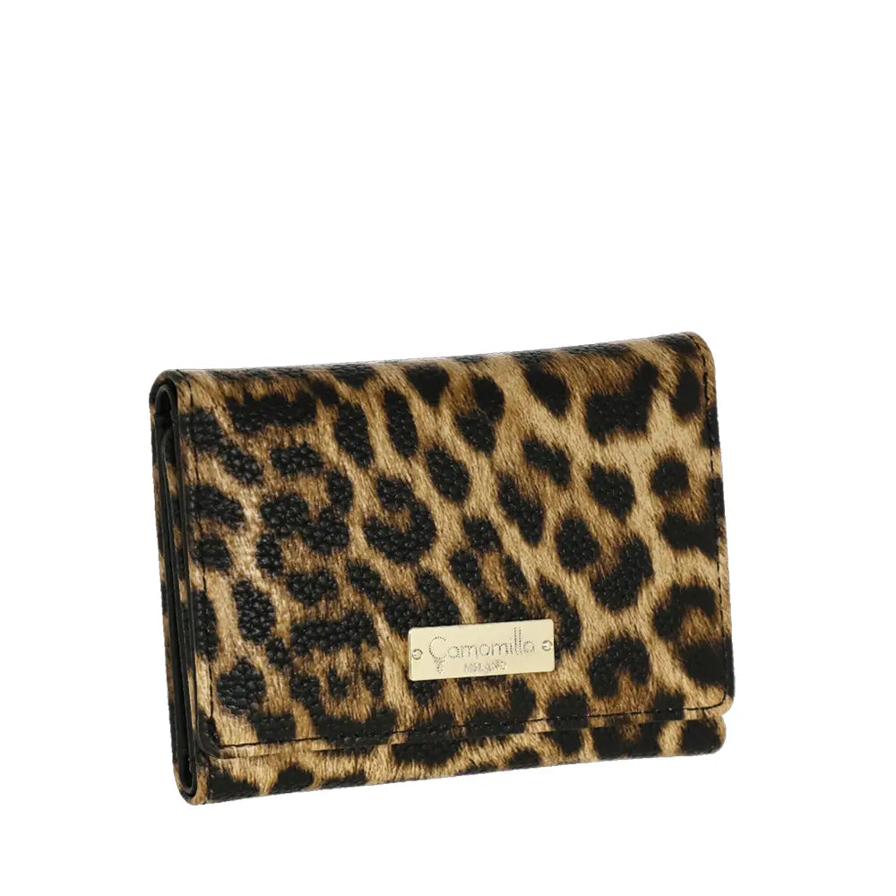 Camomilla Milano | Portafoglio S Isabel Nero | Stampa Leopardata