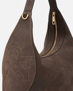 Cuoieria Fiorentina | Borsa Hobo Grande Eva in Nabuk | Cioccolata
