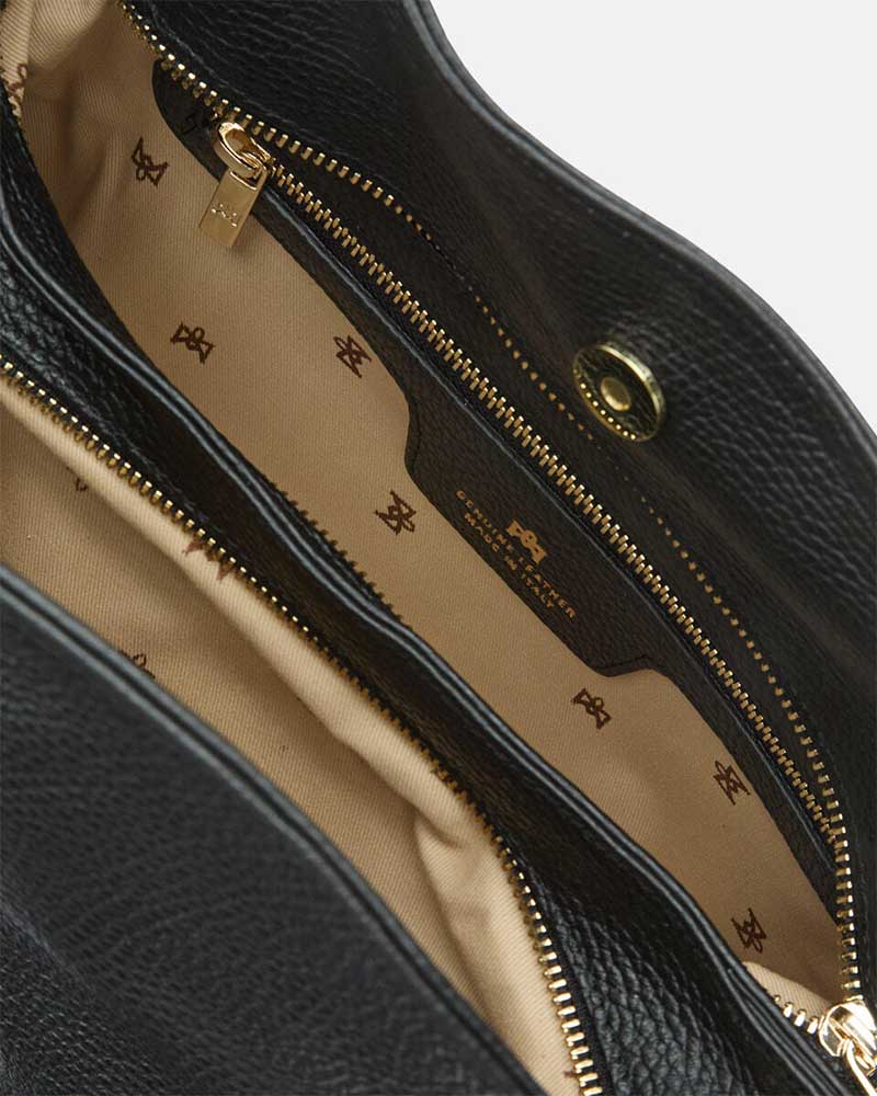 Cuoieria Fiorentina | Borsa Hobo Media Velvet in Pelle | Nero