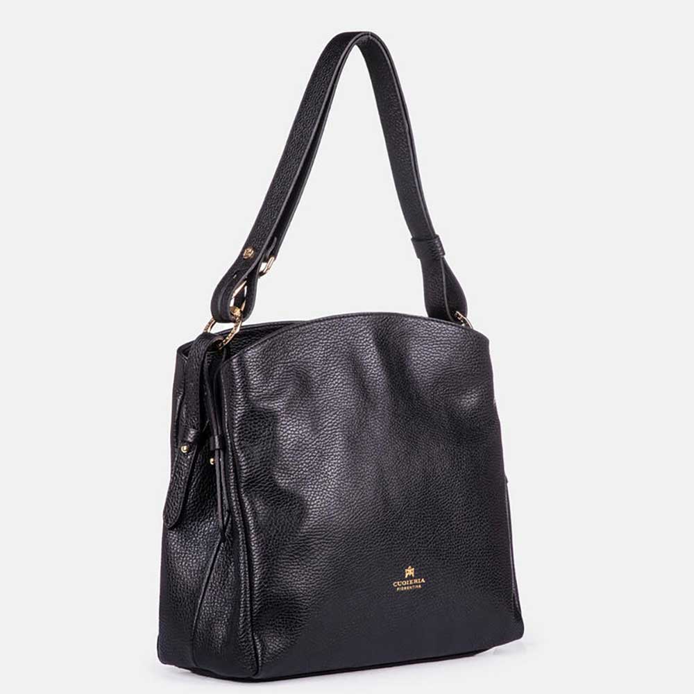 Cuoieria Fiorentina | Borsa Hobo Media Velvet in Pelle | Nero