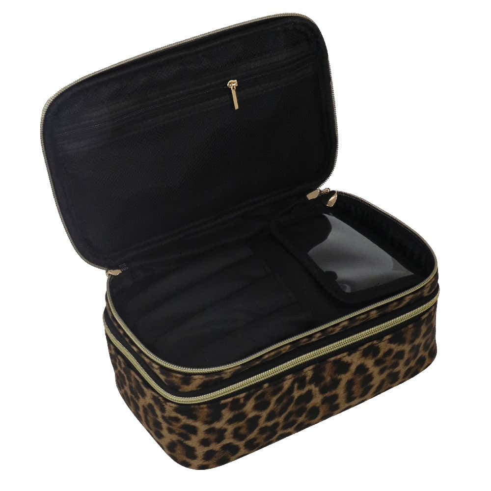 Camomilla Milano | Beauty Case M Couture | Leopardato con Porta Pennelli