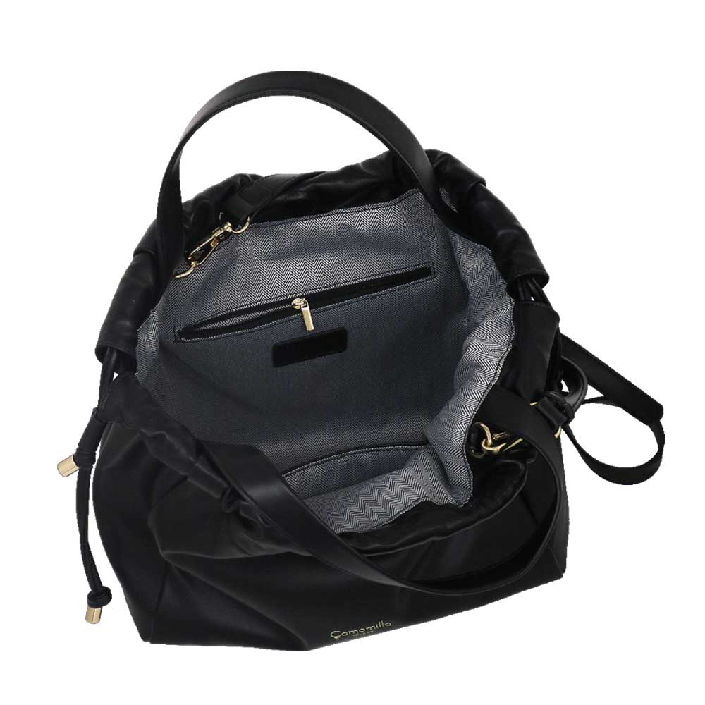Camomilla Milano | Borsa a Mano Maty Nera Effetto Nappa