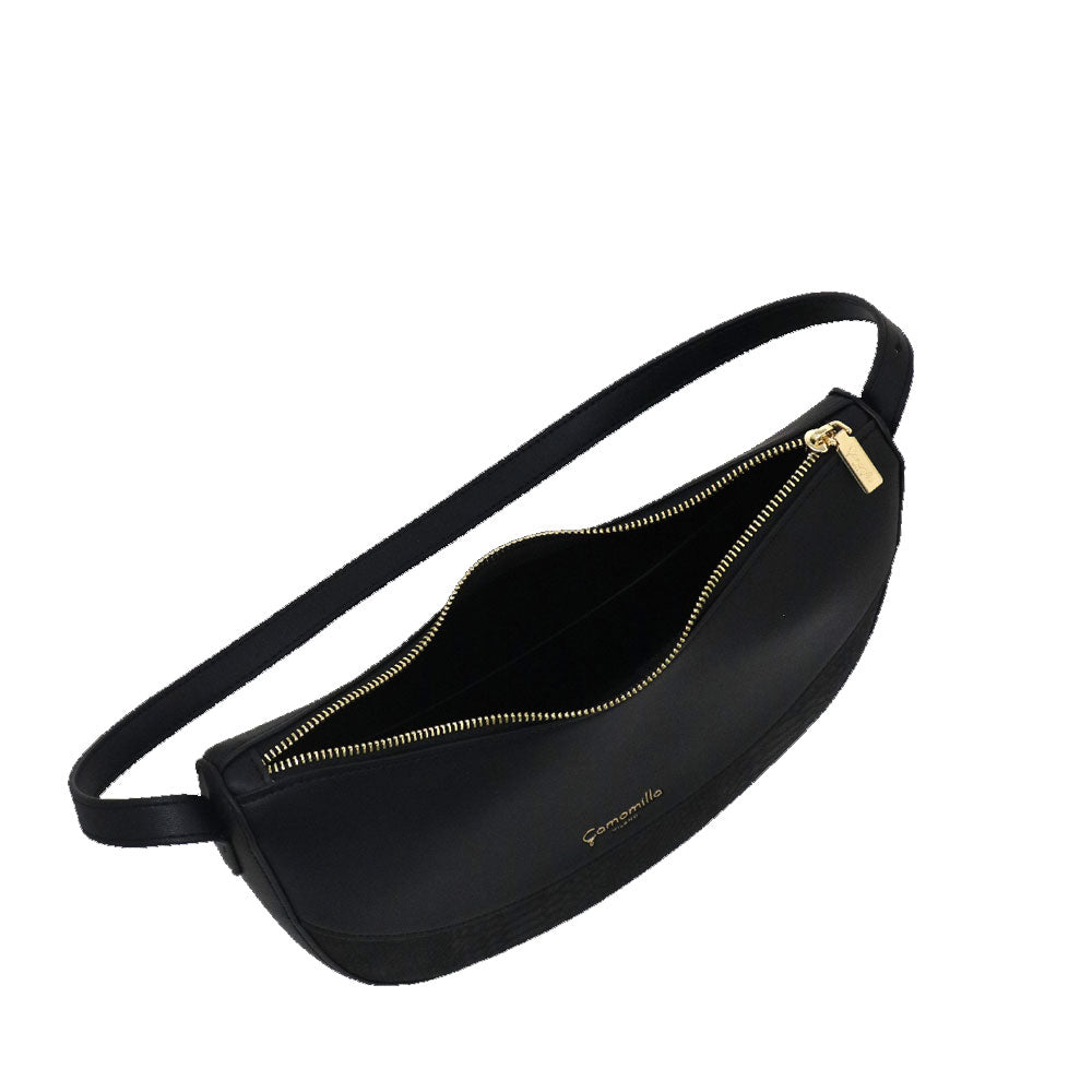 Camomilla Milano | Borsa a Spalla Emma Nera Effetto Camoscio