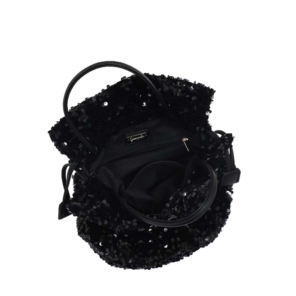 Camomilla Milano | Mini Secchiello Petite Shine Nero in Paillettes