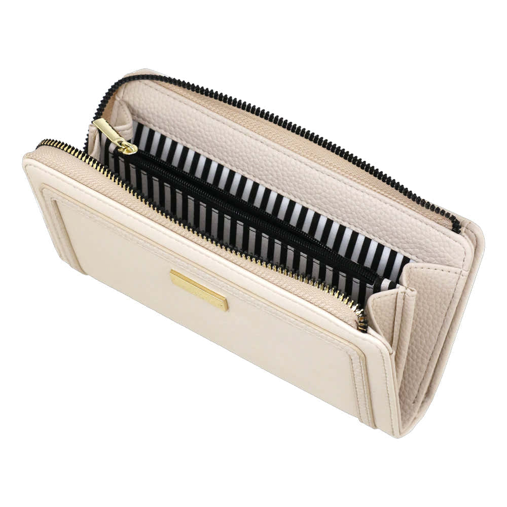 Camomilla Milano | Portafoglio Zip L Ottavia Off White Doppia Texture