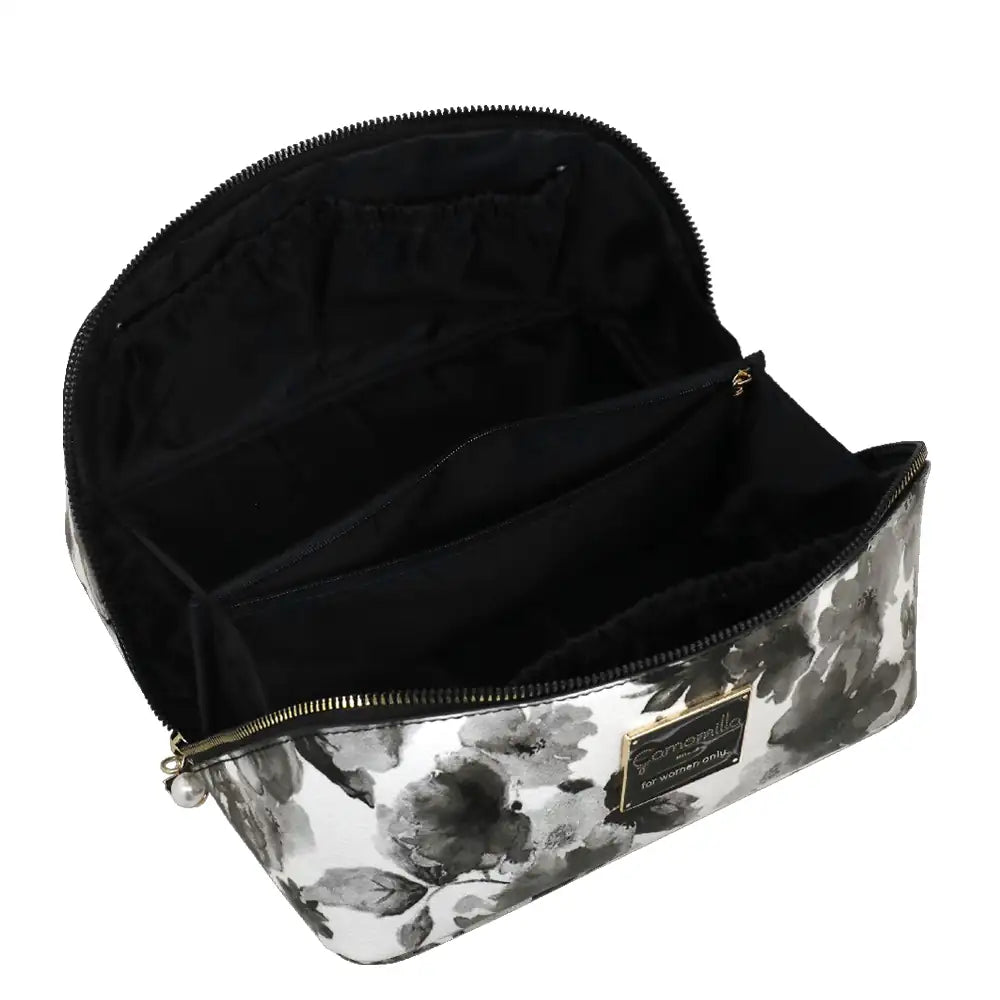 Camomilla Milano | Beauty Bag M Ice Queen | Stampa Rose Nere e Bianche