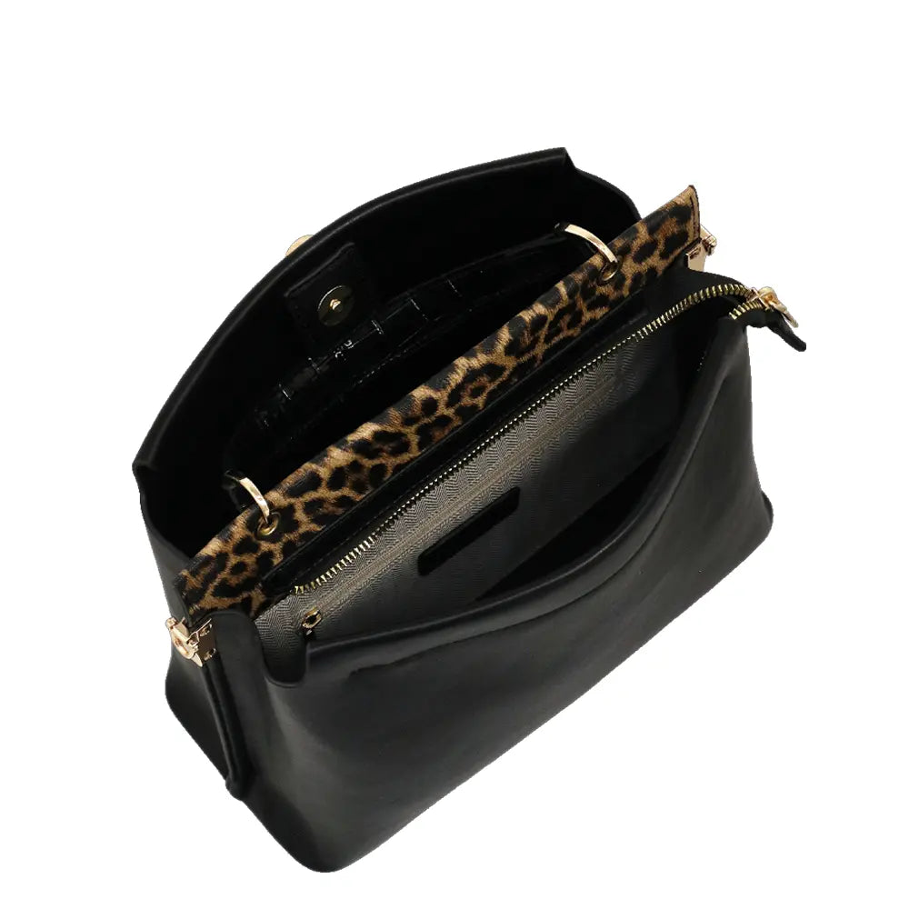 Camomilla Milano | Borsa a Mano Chic Jungle M | Animalier Nero