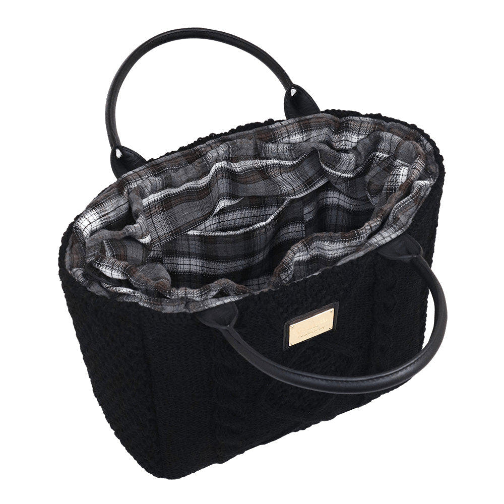 Camomilla Milano | Borsa a Mano M Tricot Chalet Nera in Lana