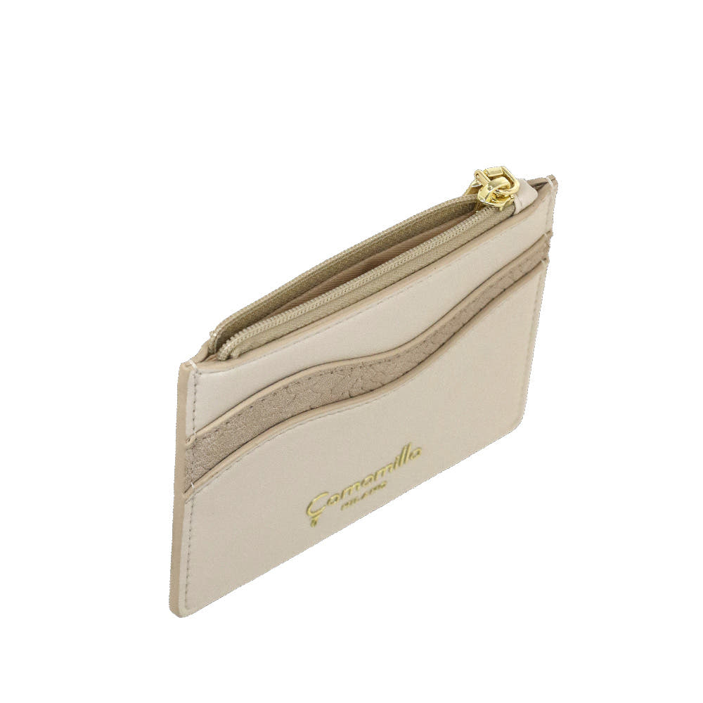 Camomilla Milano | Portacarte Emma Off White con Zip Effetto Camoscio