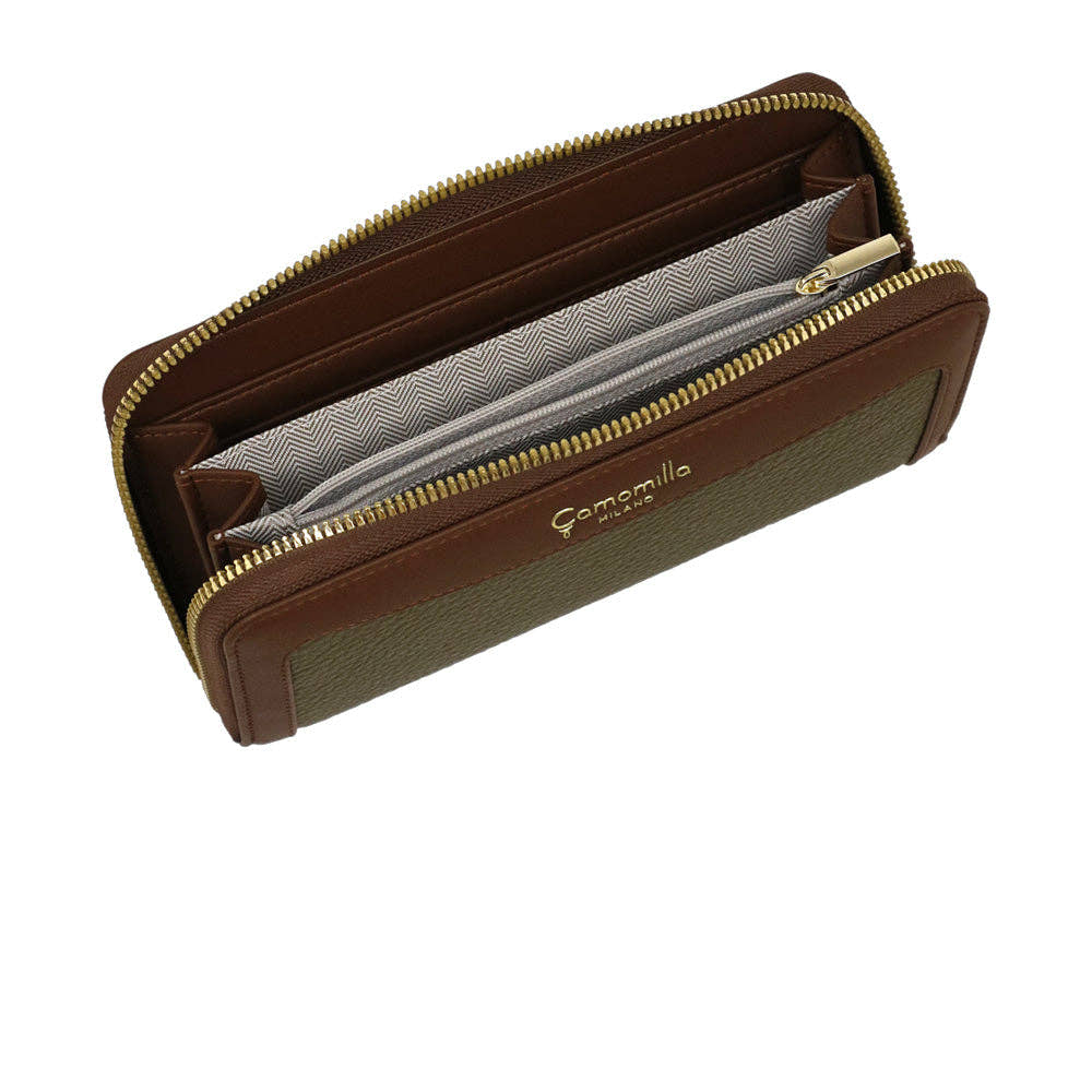 Camomilla Milano | Portafoglio Pochette Zip L Bree Verde a Contrasto