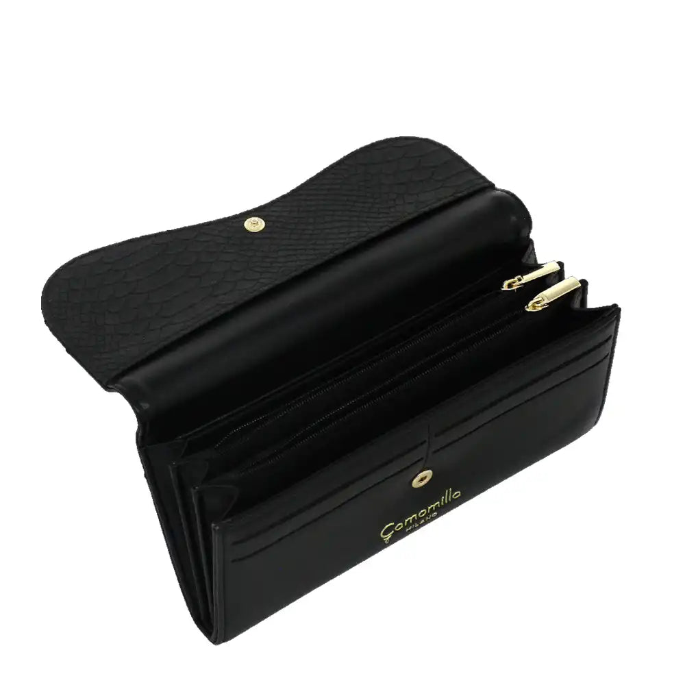 Camomilla Milano | Portafoglio L Emma Nero con Dettagli Camoscio