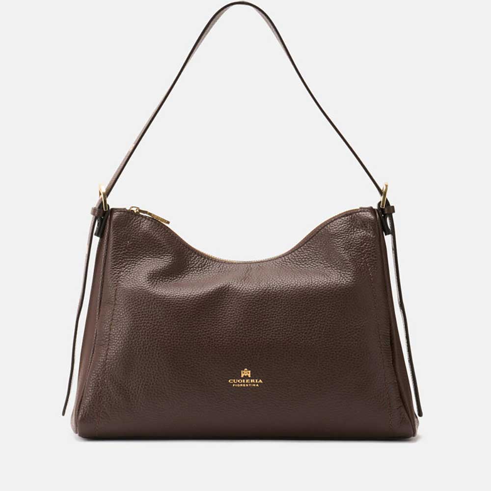 Cuoieria Fiorentina | Borsa Hobo Squadrata Eva in Pelle | Cioccolata