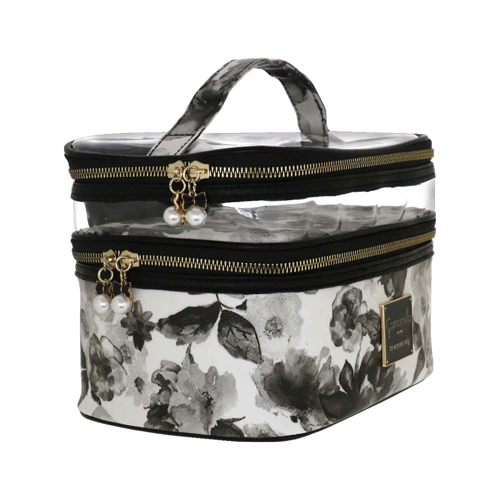 Camomilla Milano | Beauty Case M Ice Queen | Stampa Rose Nere e Bianche