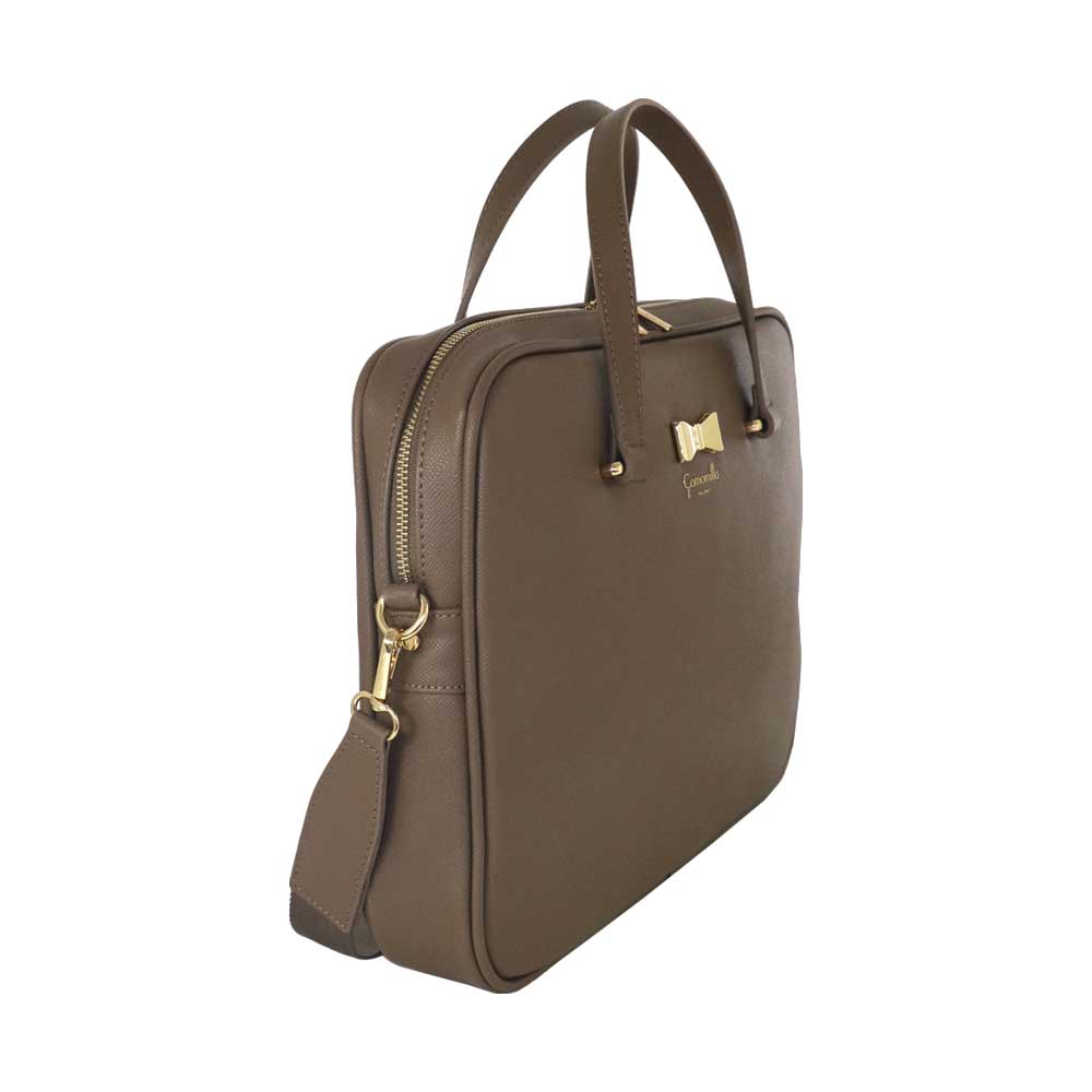 Camomilla Milano | Borsa PC Taupe in Saffiano con Fiocco