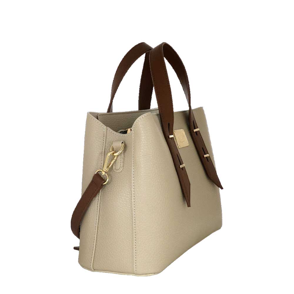 Camomilla Milano | Borsa a Mano Bree M Beige con Dettagli a Contrasto