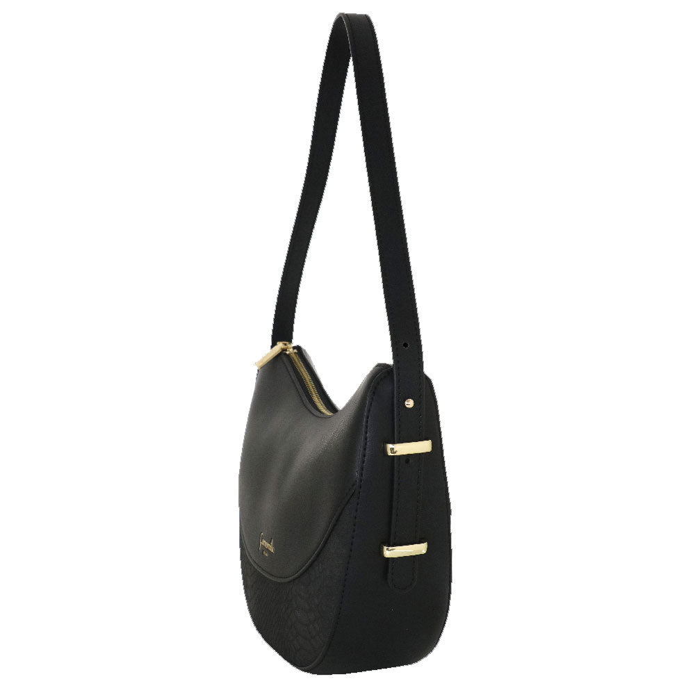 Camomilla Milano | Borsa a Spalla Emma Nera Effetto Camoscio