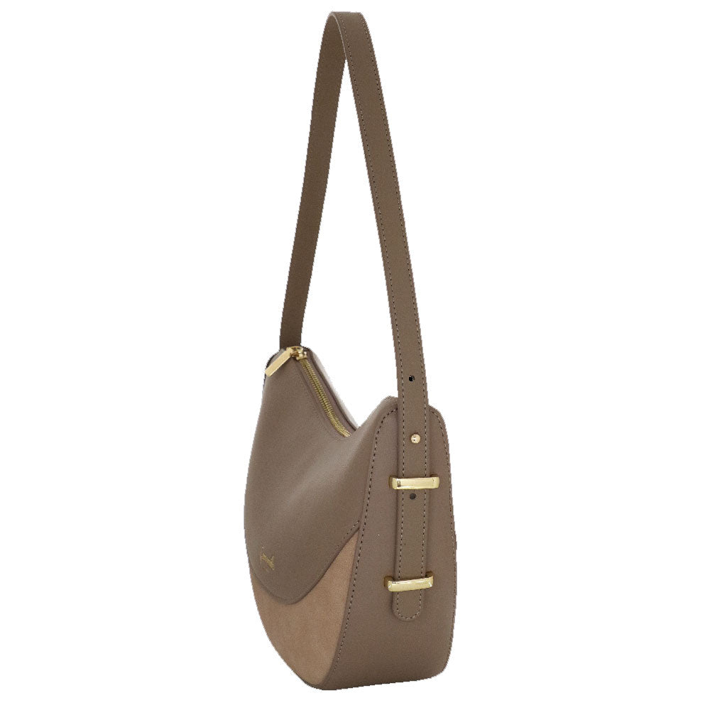 Camomilla Milano | Borsa a Spalla Emma Tortora Effetto Camoscio