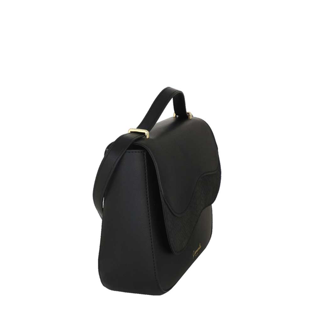 Camomilla Milano | Borsa Tracolla Emma Nera Effetto Camoscio