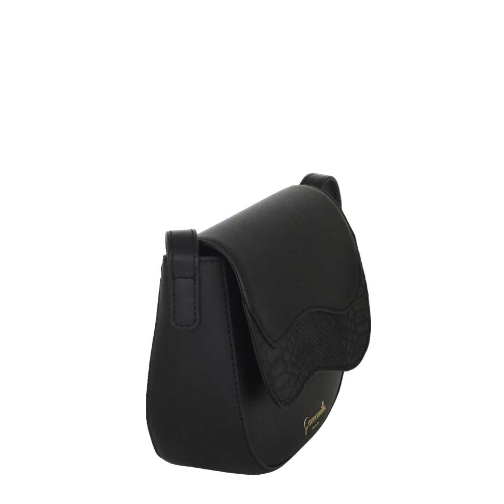 Camomilla Milano | Borsa Tracolla Emma S Nera Effetto Camoscio