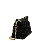 Camomilla Milano | Mini Bag Paillettes Nera con Manico a Catena