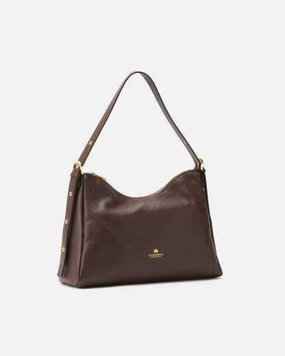 Cuoieria Fiorentina | Borsa Hobo Squadrata Eva in Pelle | Cioccolata