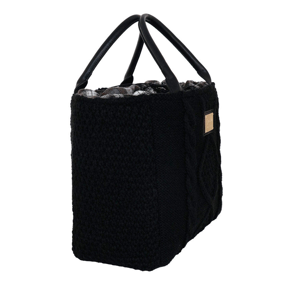 Camomilla Milano | Borsa a Mano M Tricot Chalet Nera in Lana
