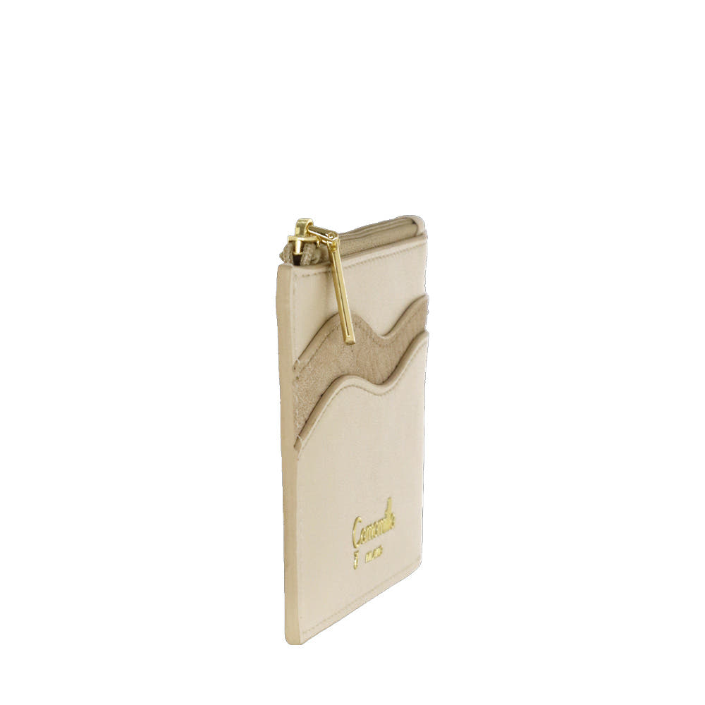 Camomilla Milano | Portacarte Emma Off White con Zip Effetto Camoscio