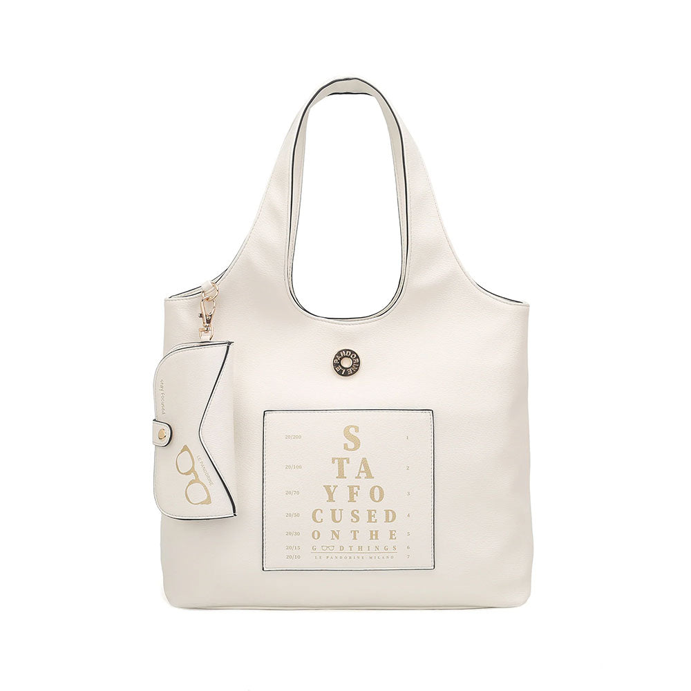 Le Pandorine Borsa Focus Bianca con Portaocchiali Applicato