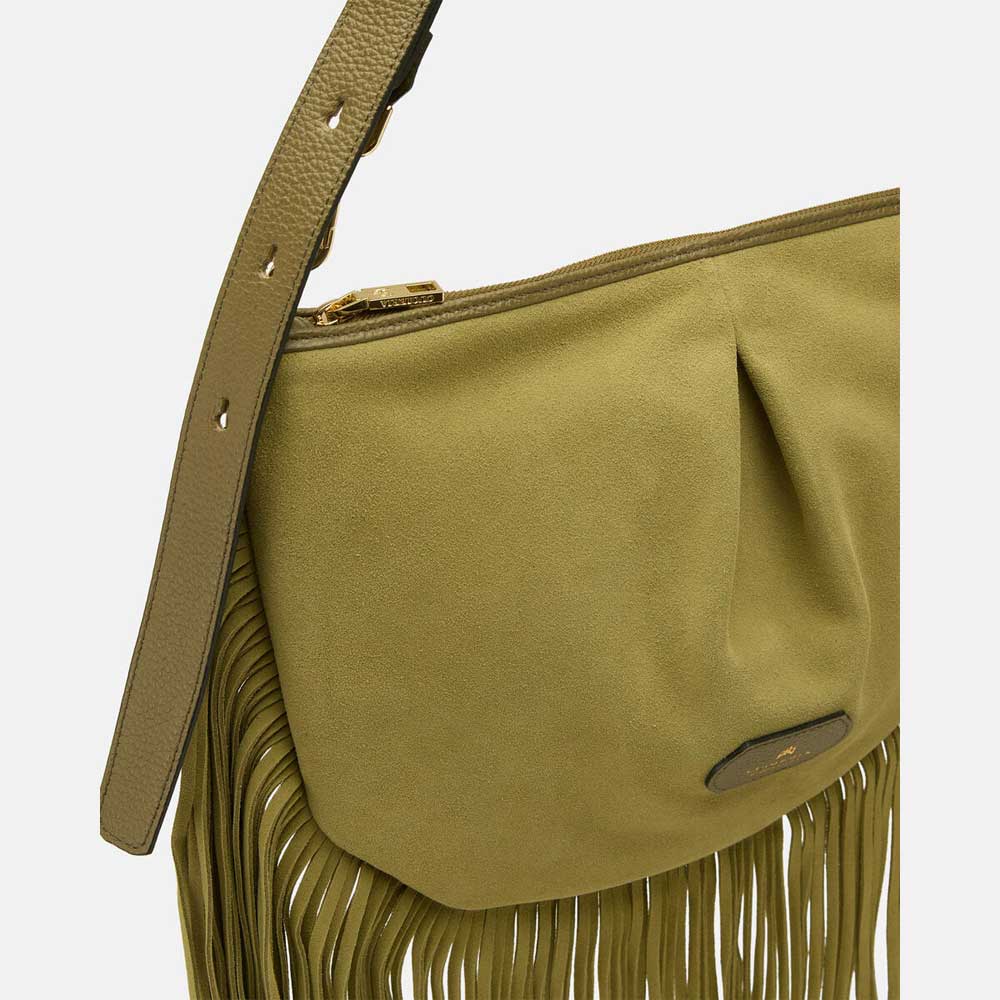 Cuoieria Fiorentina | Pouch con Frange Emma in Pelle Scamosciata | Bosco