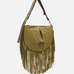 Cuoieria Fiorentina | Pouch con Frange Emma in Pelle Scamosciata | Bosco