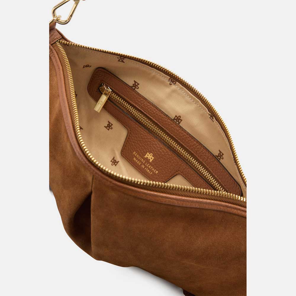 Cuoieria Fiorentina | Pouch con Frange Emma in Pelle Scamosciata | Caramel