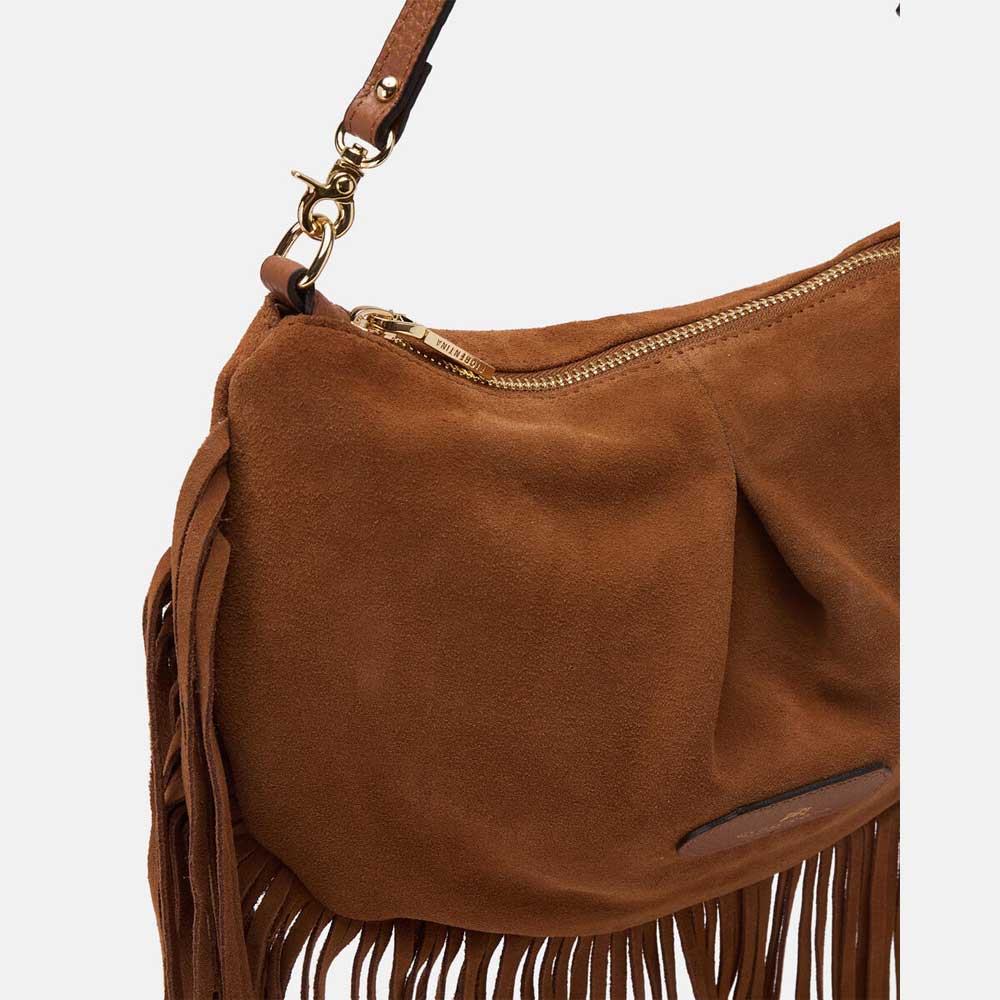 Cuoieria Fiorentina | Pouch Folk Emma in Pelle Scamosciata| Caramel