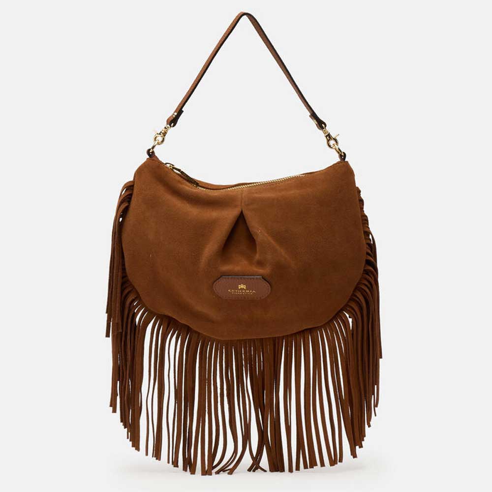 Cuoieria Fiorentina | Pouch Folk Emma in Pelle Scamosciata| Caramel