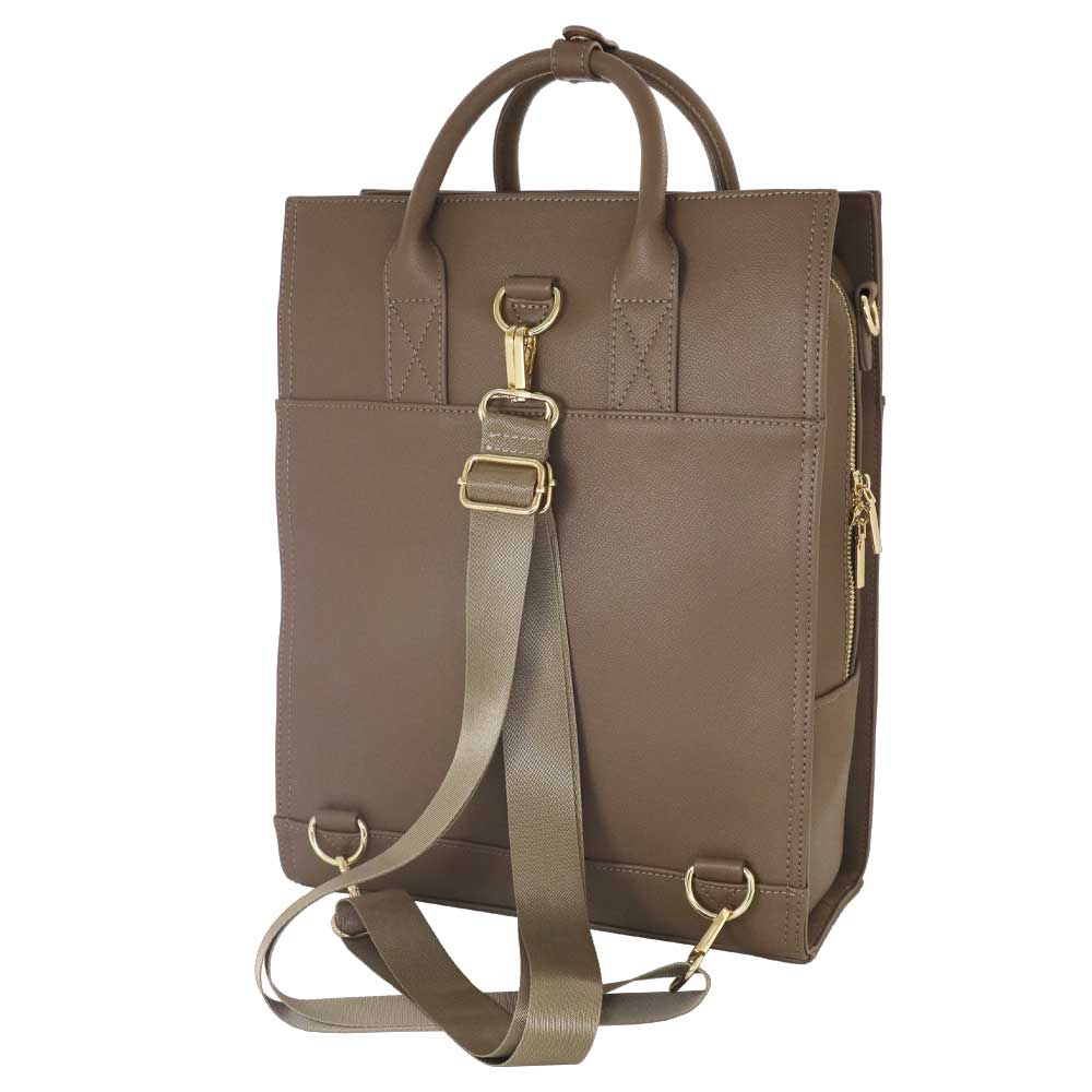 Camomilla Milano | Zaino Trasformabile Taupe in Saffiano con Fiocco