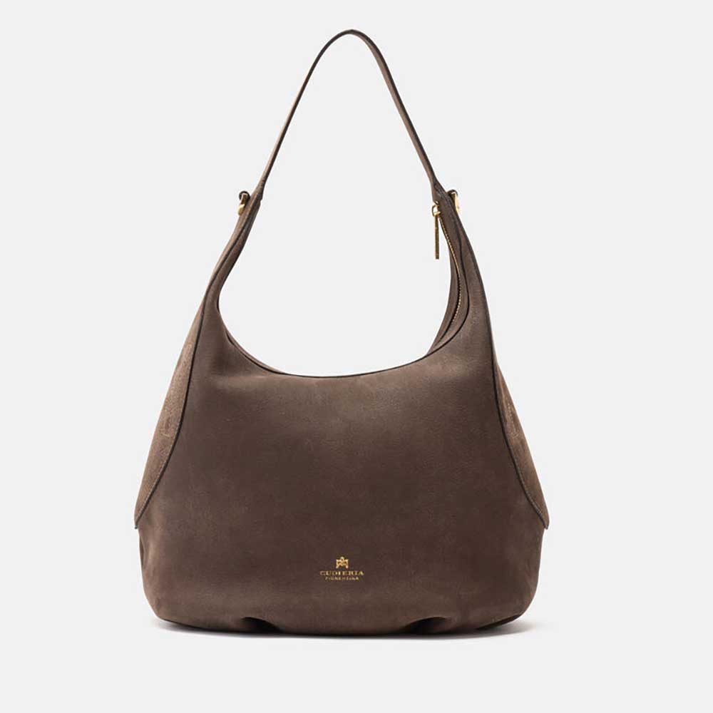 Cuoieria Fiorentina | Borsa Hobo Grande Eva in Nabuk | Cioccolata