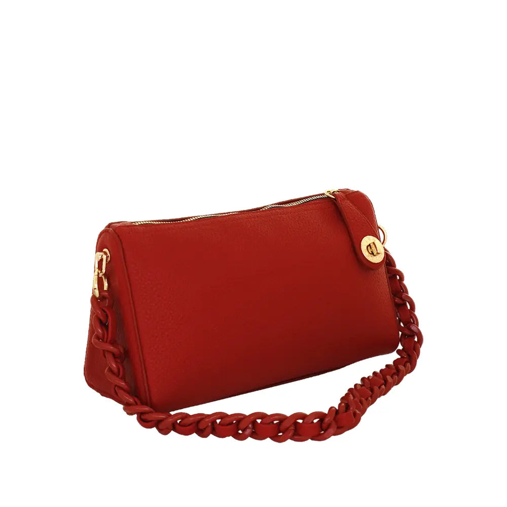 Camomilla Milano | Borsa Spalla Chewing Bag Rosso | Mini Bauletto Martellato