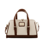Camomilla Milano | Borsa Mano M Toffee Bianco | Bauletto Strutturato con Finiture Marroni